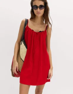 Tie Front Strappy Mini Slip Dress