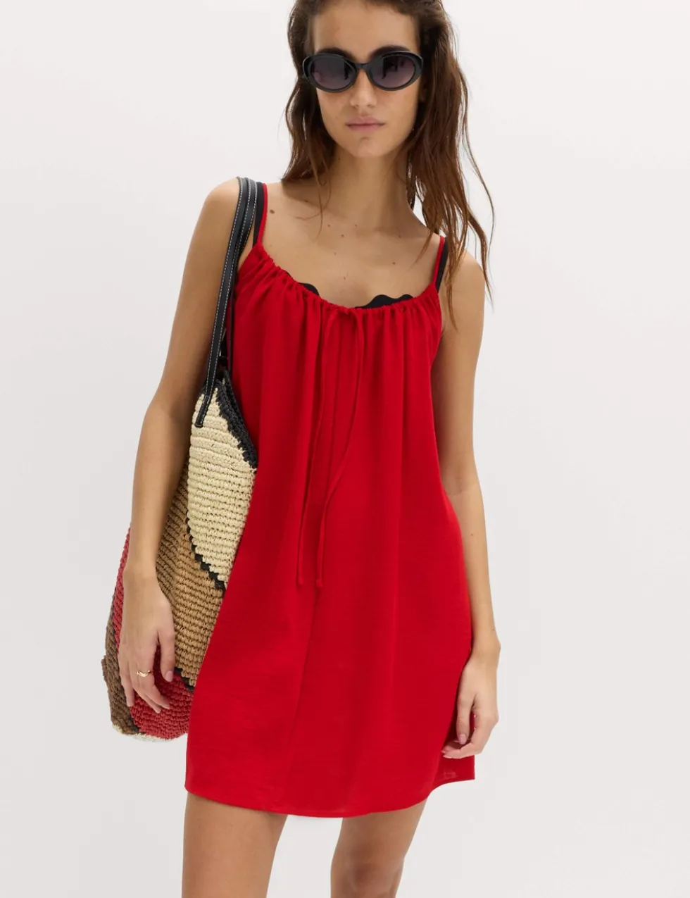 Tie Front Strappy Mini Slip Dress