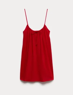 Tie Front Strappy Mini Slip Dress