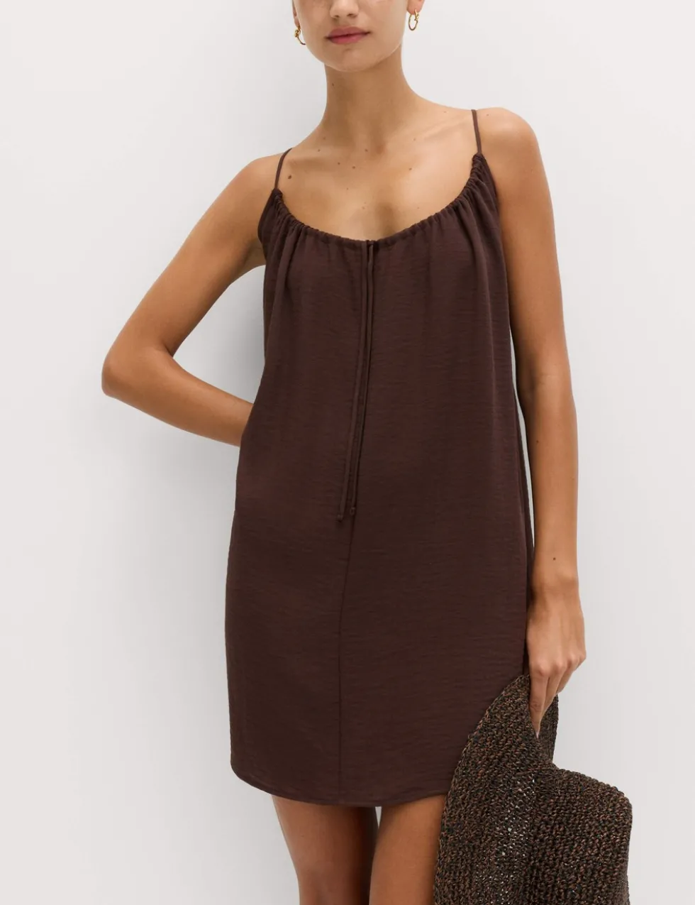 Tie Front Strappy Mini Slip Dress