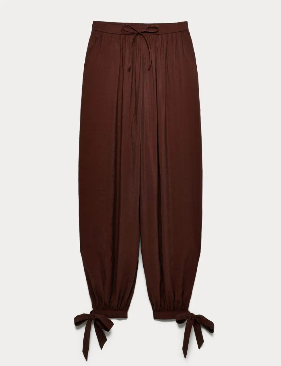 Tie Hem Drawstring Balloon Trousers