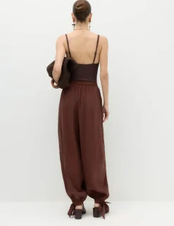 Tie Hem Drawstring Balloon Trousers
