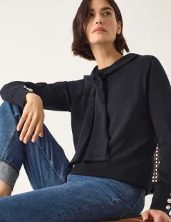 Tie Neck Button Detail Jumper