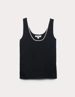 Tipped Detail Fitted Knitted Vest