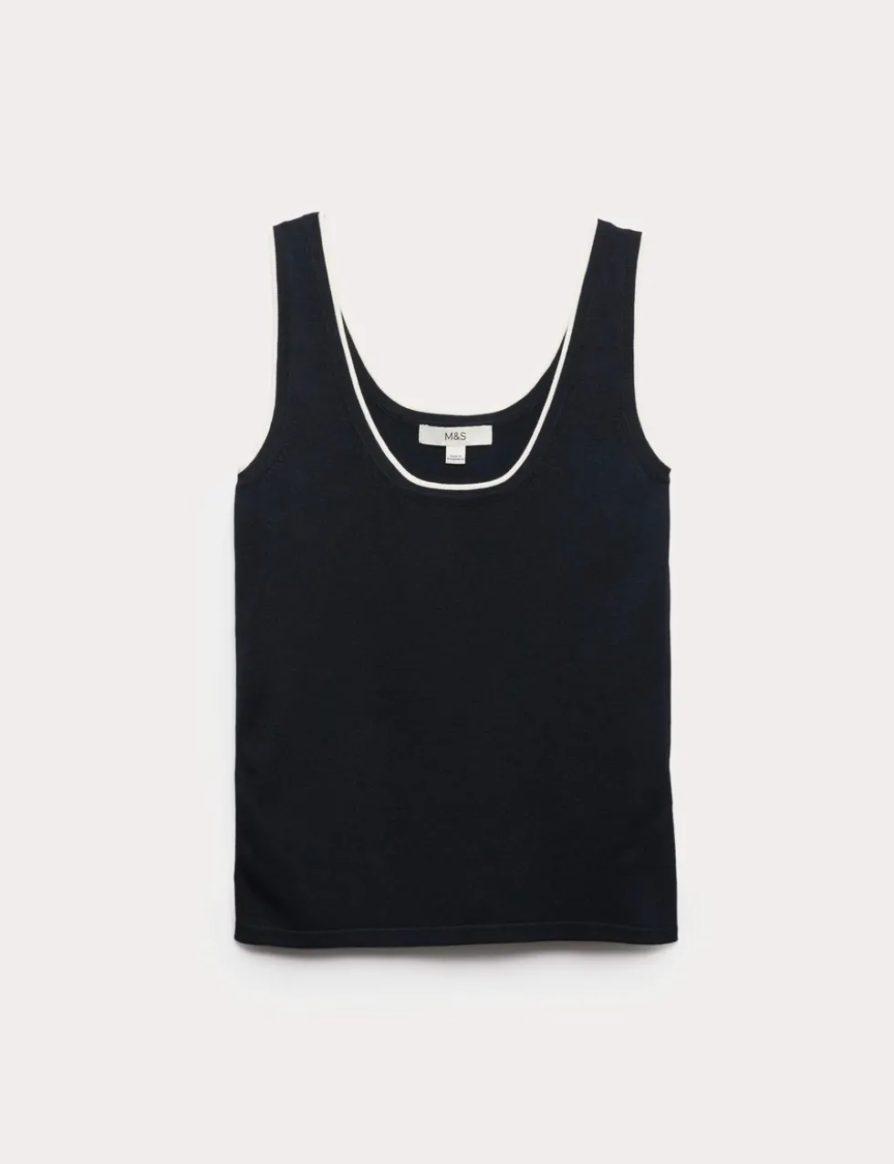 Tipped Detail Fitted Knitted Vest