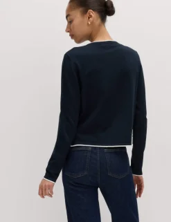 Tipped Detail Slim Fit Cardigan