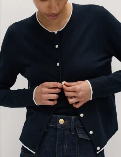 Tipped Detail Slim Fit Cardigan