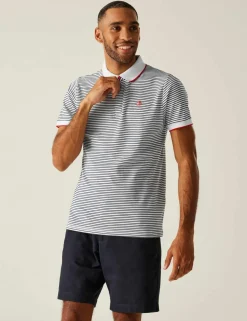 Tiver Pure Cotton Striped Tipped Polo Shirt