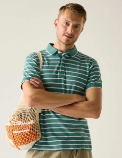 Tiver Pure Cotton Striped Polo Shirt