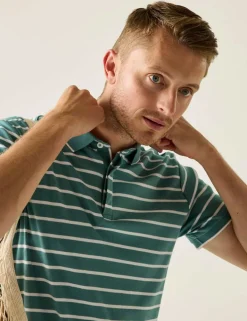 Tiver Pure Cotton Striped Polo Shirt