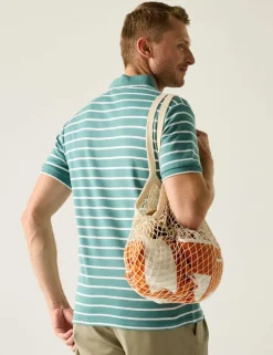 Tiver Pure Cotton Striped Polo Shirt