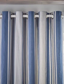 Tiverton Pure Cotton Striped Eyelet Curtains