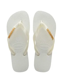 Top Logo Metallic Flip Flops