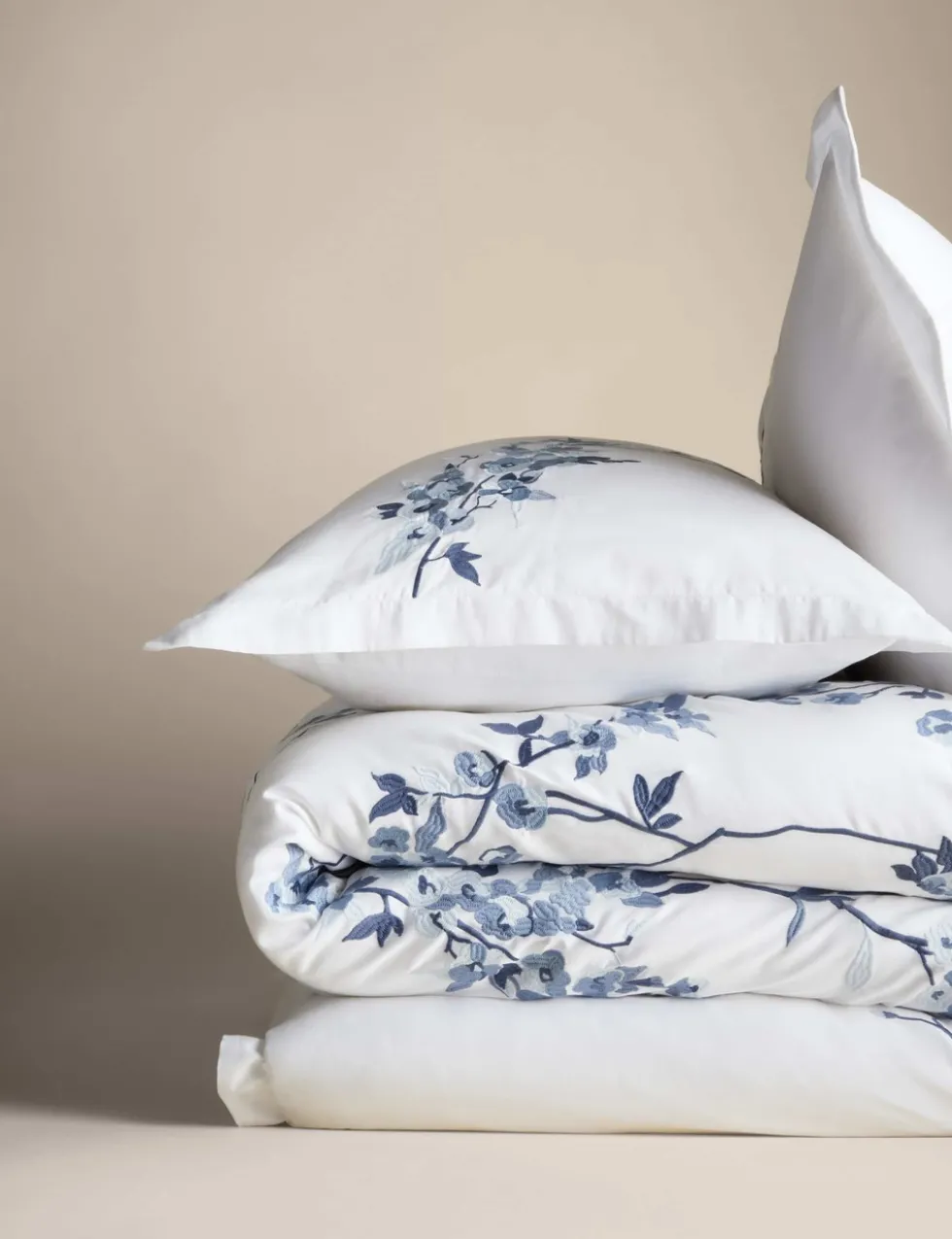 Trailing Cherry Blossom Embroidered Bedding Set