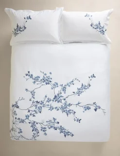 Trailing Cherry Blossom Embroidered Bedding Set