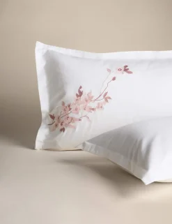 Trailing Cherry Blossom Embroidered Bedding Set