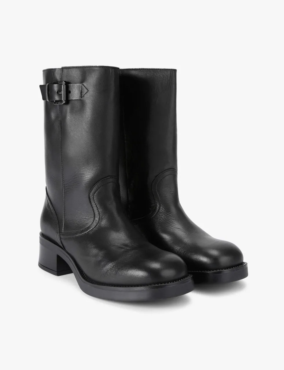 Trident Leather Block Heel Boots