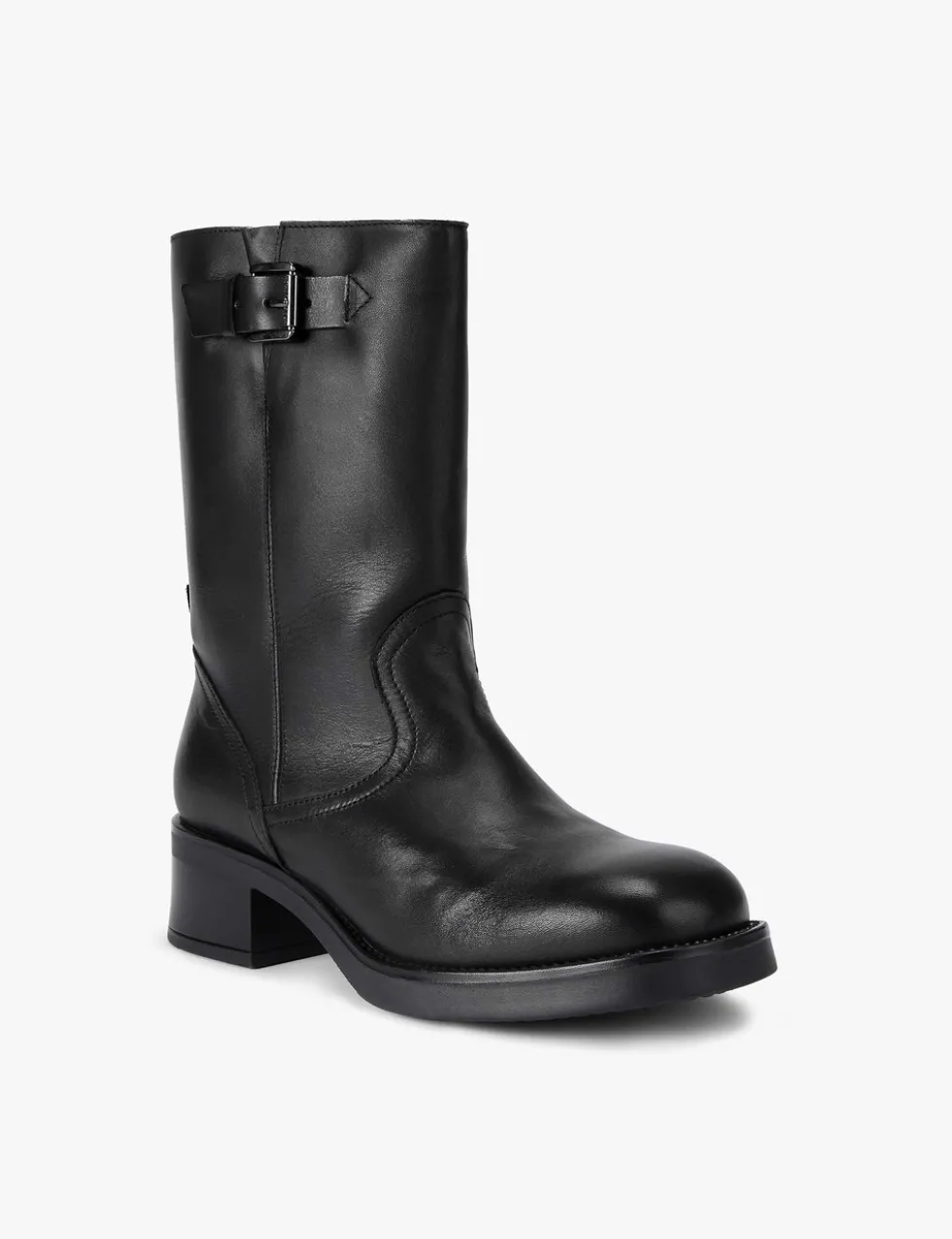 Trident Leather Block Heel Boots
