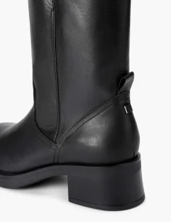 Trident Leather Block Heel Boots