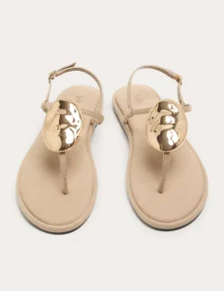 Trim Ankle Strap Flat Sandals