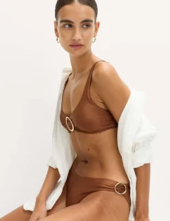 Trim Detail High Leg Bikini Bottoms