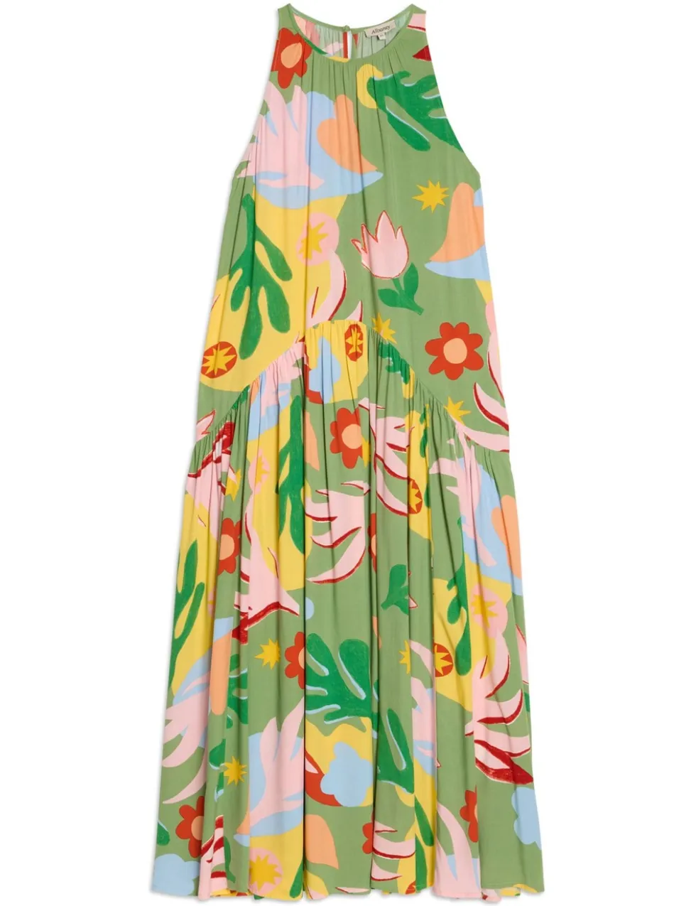 Tropical Print Halterneck Maxi Dress