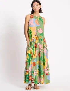 Tropical Print Halterneck Maxi Dress
