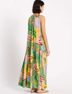 Tropical Print Halterneck Maxi Dress