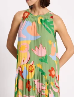 Tropical Print Halterneck Maxi Dress