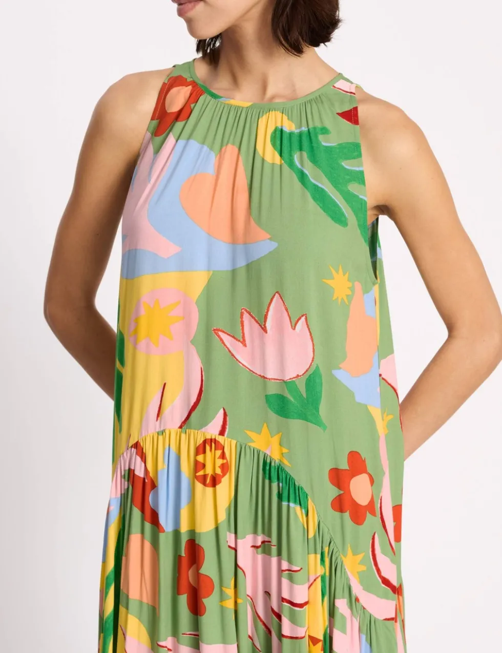 Tropical Print Halterneck Maxi Dress