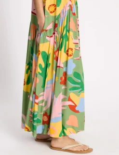 Tropical Print Halterneck Maxi Dress