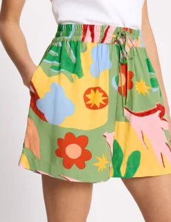 Tropical Print High Waisted Shorts