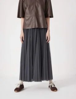Tulle Pleated Midaxi Skirt