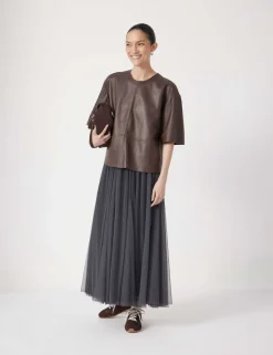Tulle Pleated Midaxi Skirt