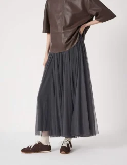Tulle Pleated Midaxi Skirt