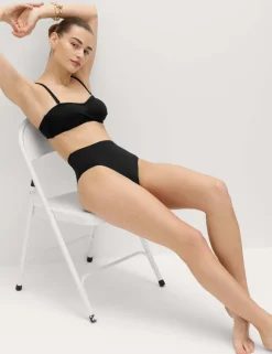 Tummy Control High Waisted High Leg Bikini Bottoms