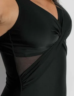 Tummy Control Mesh V-Neck Swimsuit