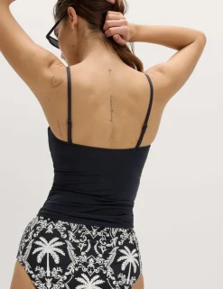 Tummy Control Printed Bandeau Tankini Top