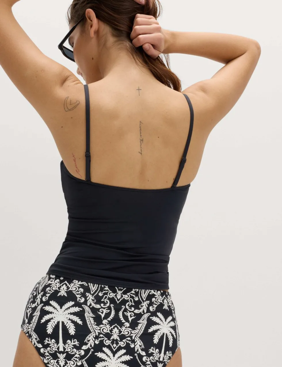 Tummy Control Printed Bandeau Tankini Top