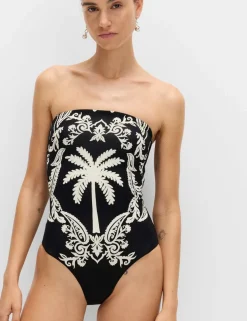 Tummy Control Printed Bandeau Swimsuit