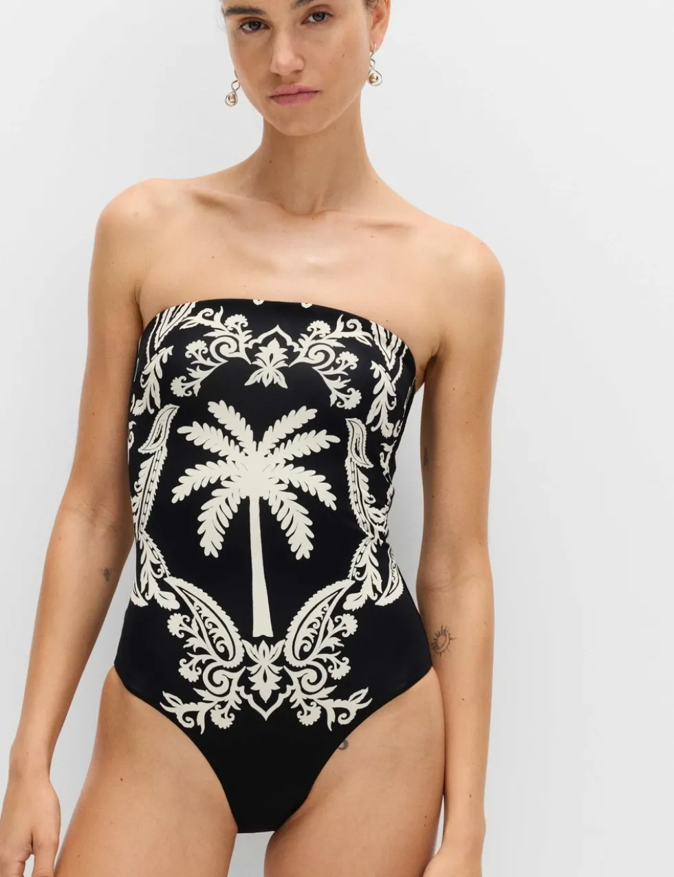 Tummy Control Printed Bandeau Swimsuit