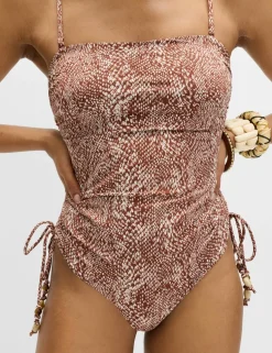 Tummy Control Printed Wired Bandeau Swimsuit