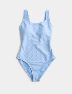 Tummy Control Textured Padded Scoop Back Swimsuit