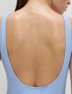 Tummy Control Textured Padded Scoop Back Swimsuit