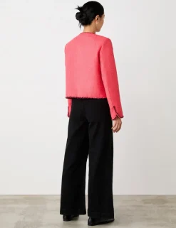 Tweed Collarless Short Jacket
