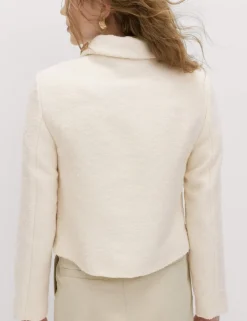Tweed Textured Collared Jacket with Wool