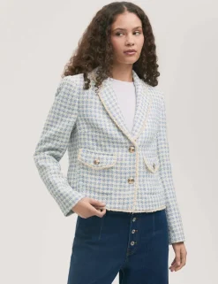 Tweed Textured Single Breasted Blazer