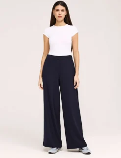 Twill Elasticated Waist Wide Leg Trousers