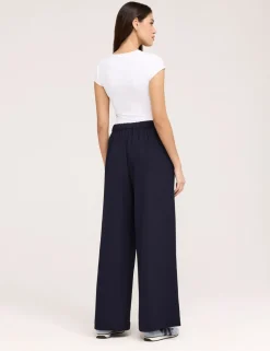 Twill Elasticated Waist Wide Leg Trousers