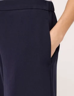 Twill Elasticated Waist Wide Leg Trousers